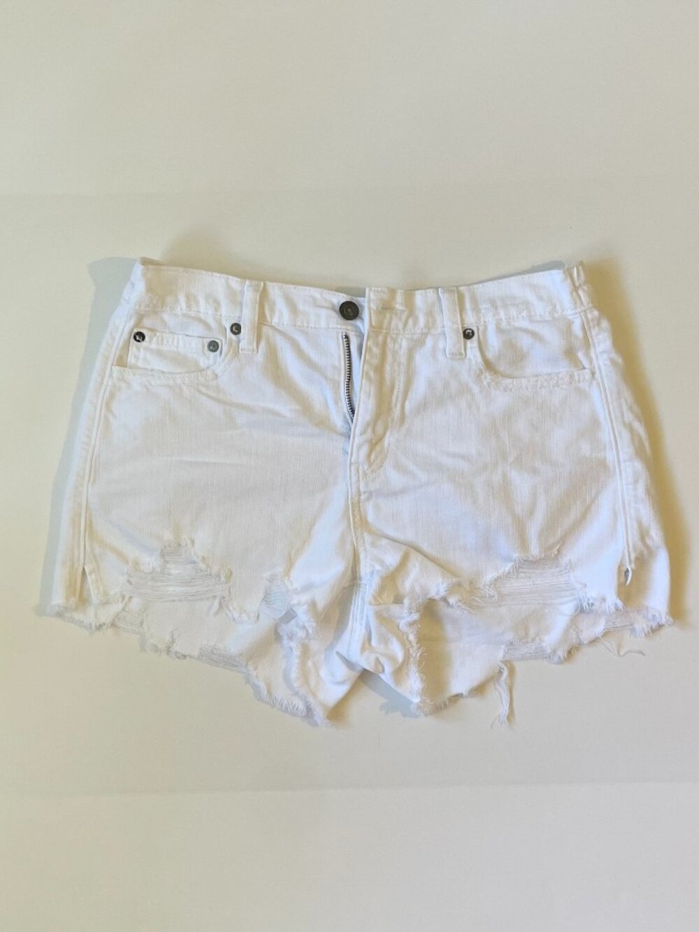 Aerie white denim ripped cutoff shorts size SMALL